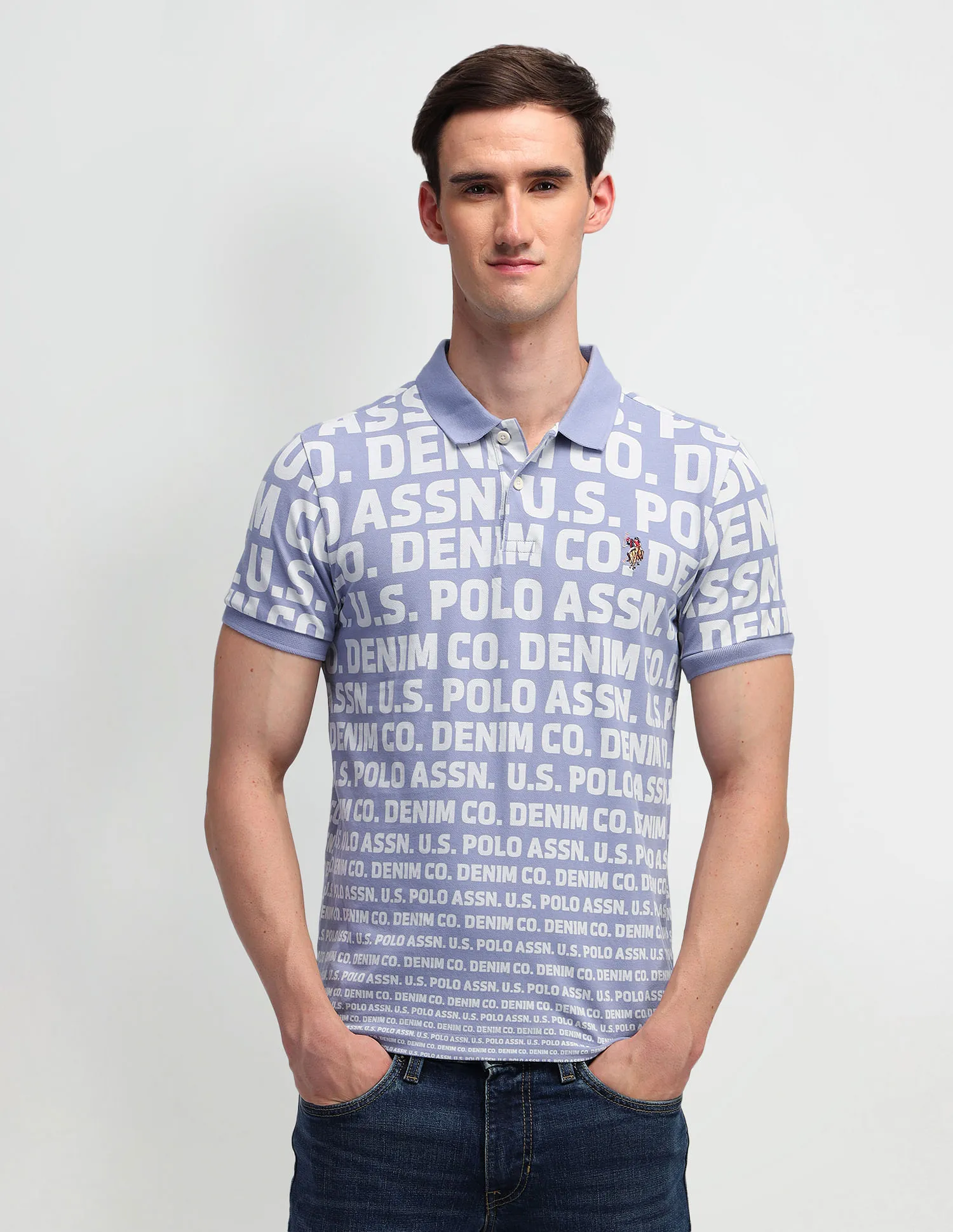 U.S. Polo Assn. Denim Co. Printed Muscle Fit Polo Shirt