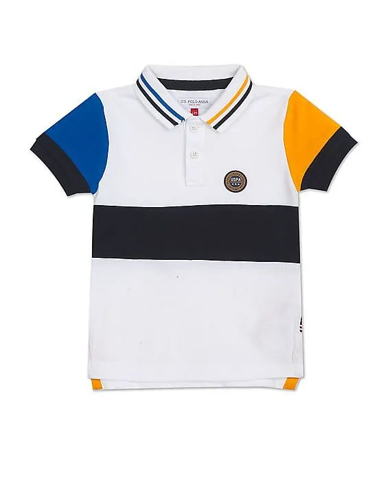 U.S. Polo Assn. Kids Ribbed Collar Colour Block Polo Shirt