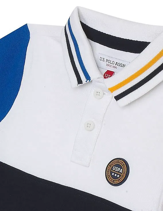 U.S. Polo Assn. Kids Ribbed Collar Colour Block Polo Shirt