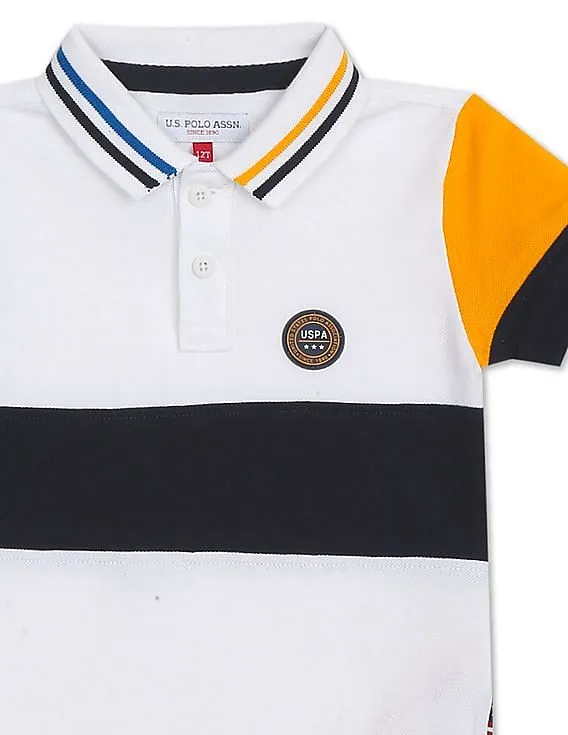 U.S. Polo Assn. Kids Ribbed Collar Colour Block Polo Shirt