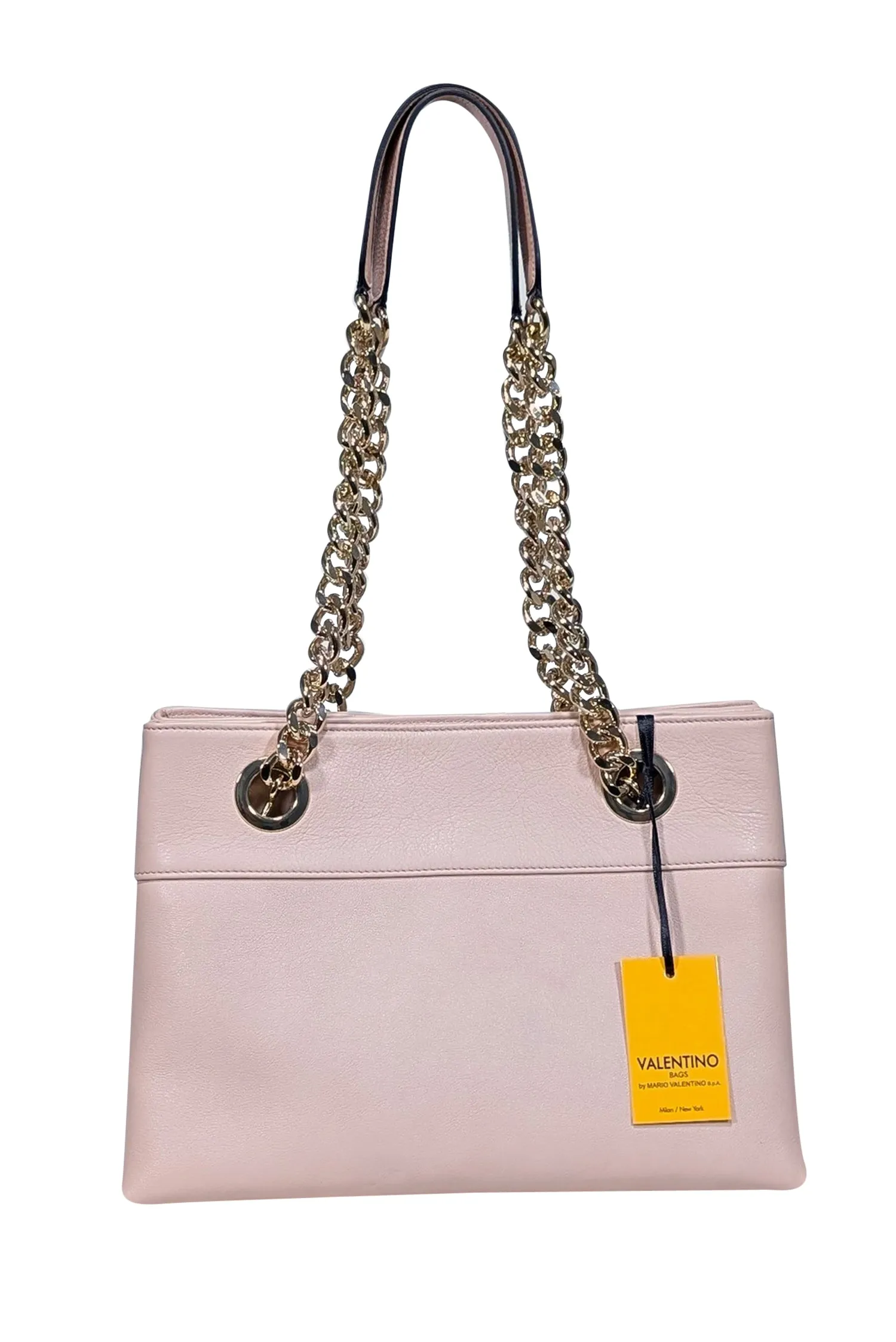 Valentino by Mario Valentino - Blush Pink Leather Chain Strap Shoulder Bag