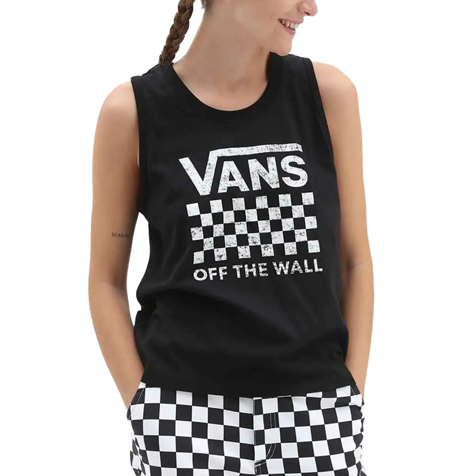 Vans Womens Lock Box Crew Neck Sleeveless Vest - Black