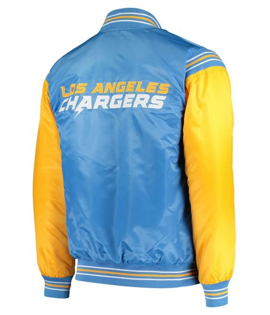 Varsity LA Chargers Light Blue and Yellow Satin Jacket