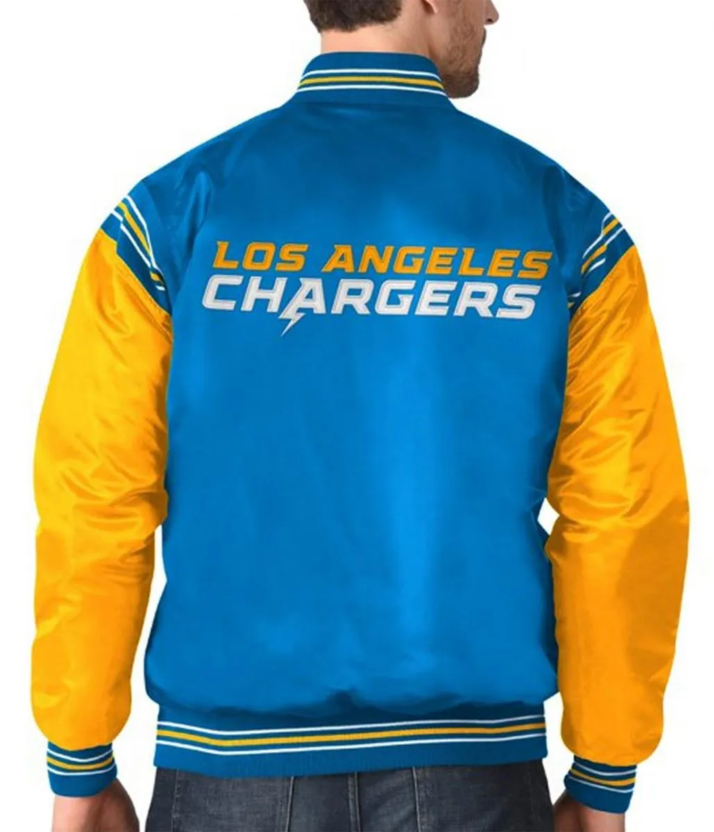 Varsity LA Chargers Light Blue and Yellow Satin Jacket