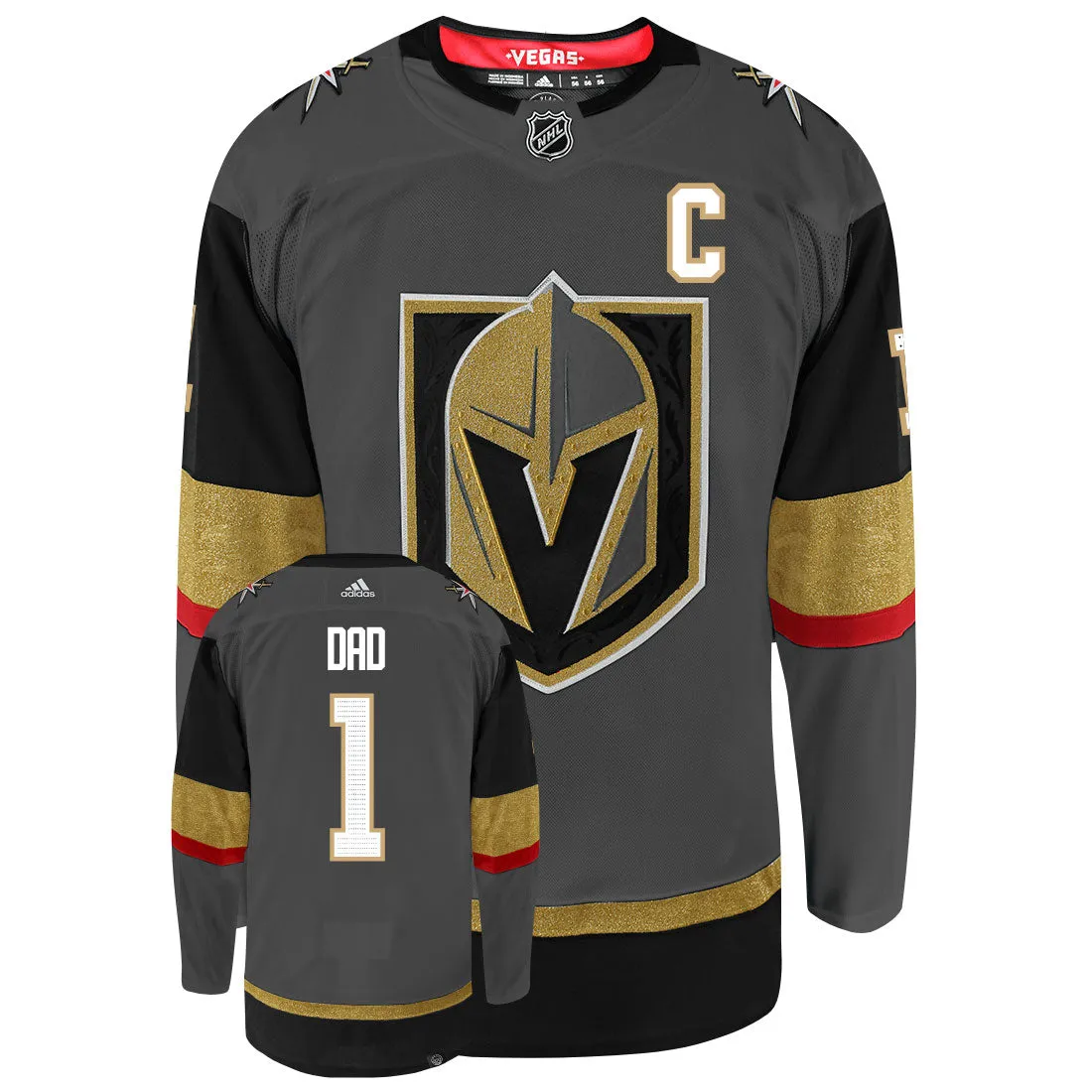 Vegas Golden Knights Dad Number One Adidas Primegreen Authentic NHL Hockey Jersey     