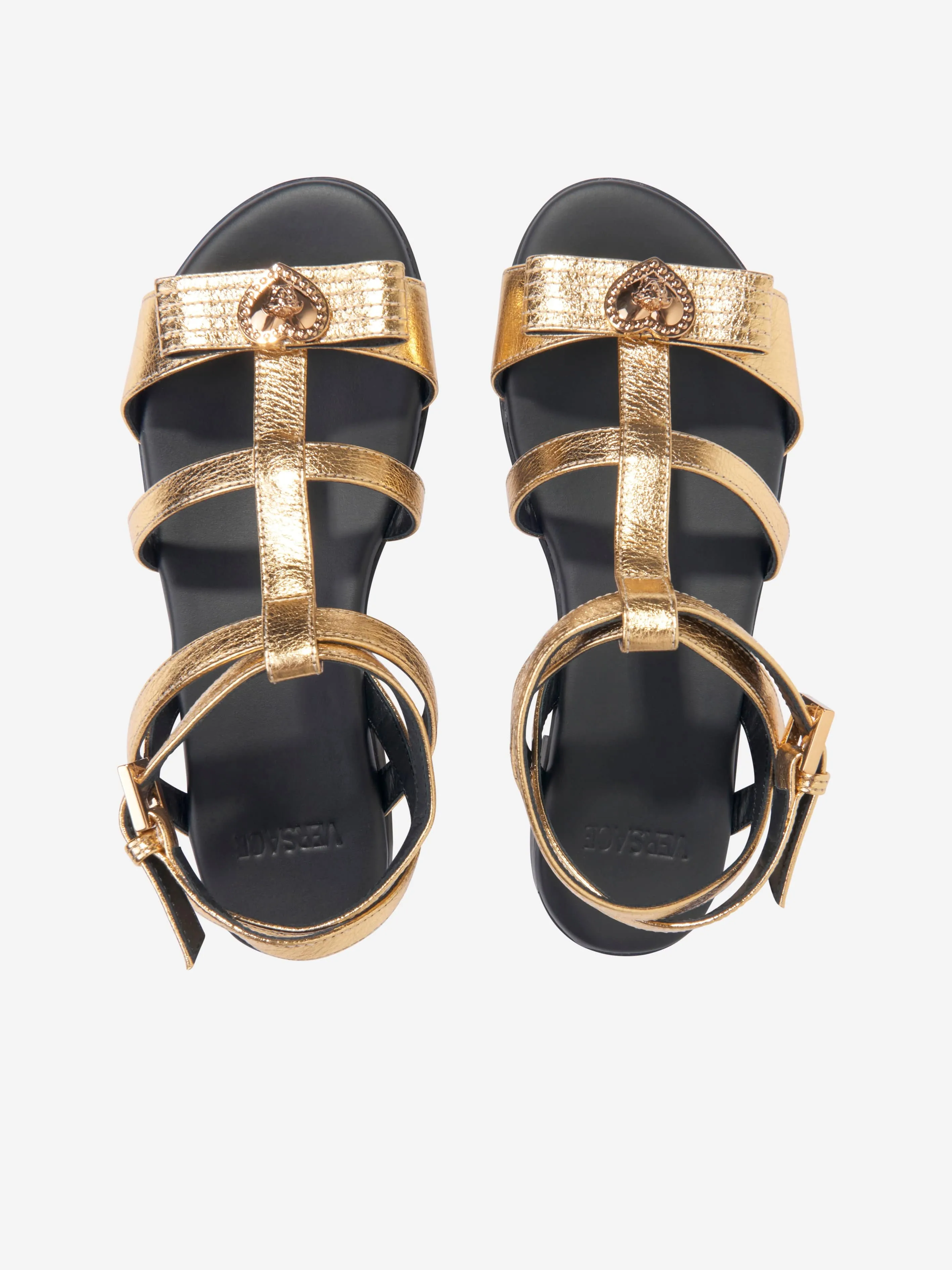 Versace Girls Medusa Heart Sandals in Gold