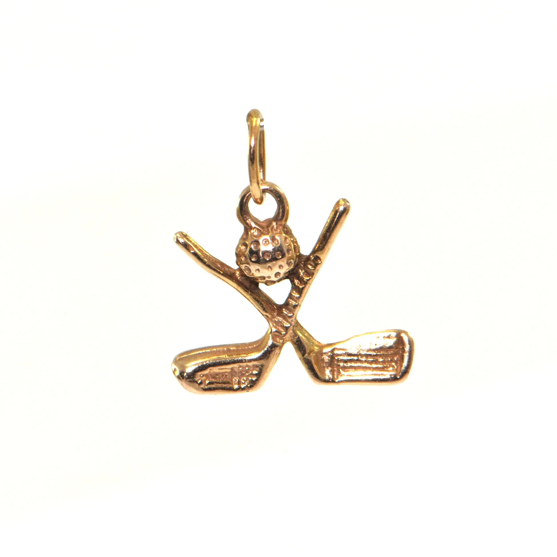 Vintage 14K Yellow Gold Golf Ball and Clubs Charm