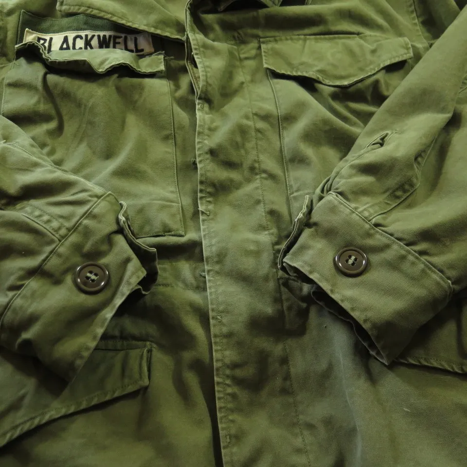 Vintage 40s M-43 Field Jacket 34 Short OG-107 Olive Green Military Rank Chevrons