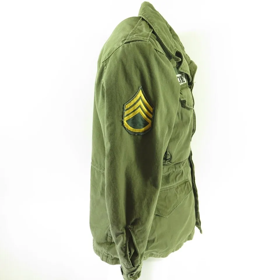 Vintage 40s M-43 Field Jacket 34 Short OG-107 Olive Green Military Rank Chevrons