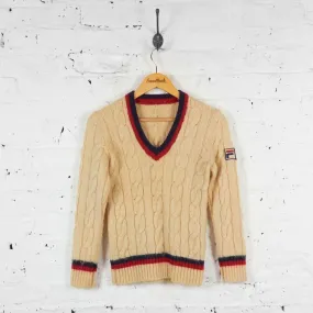 Vintage Women's Fila Cricket Jumper - Cream - XXS