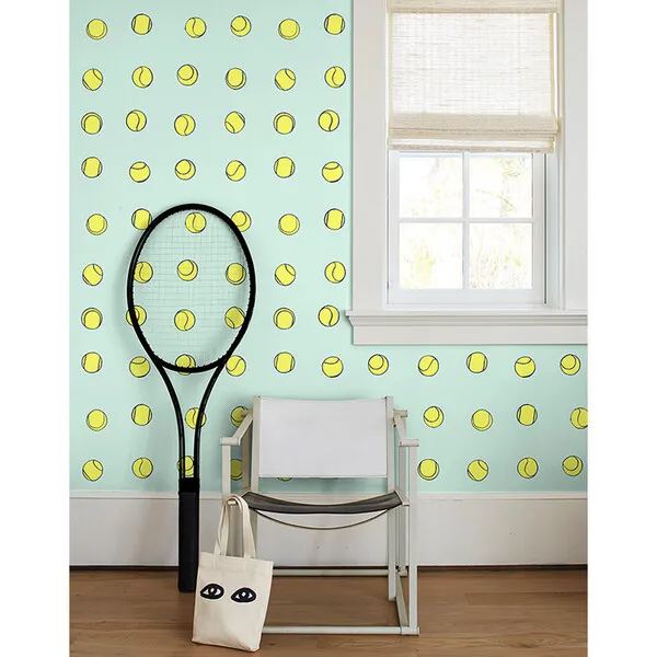 WallShoppe Clare V. Tennis Balls Traditional Wallpaper, Mint