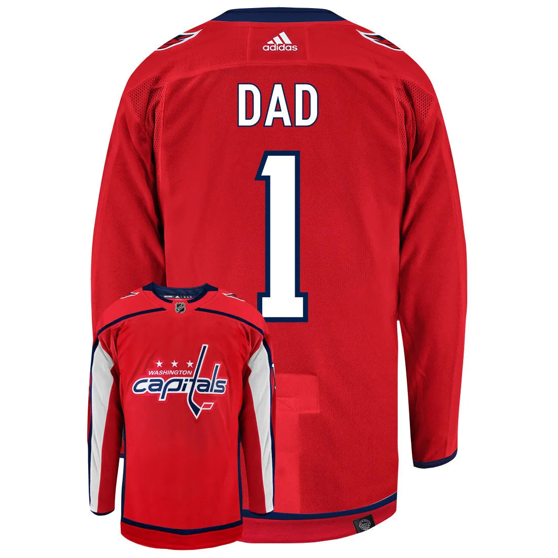 Washington Capitals Dad Number One Adidas Primegreen Authentic NHL Hockey Jersey     