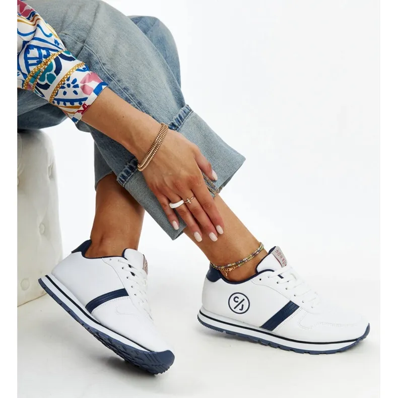 White and navy blue women's sneakers by Cross Jeans