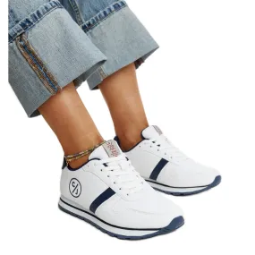 White and navy blue women's sneakers by Cross Jeans