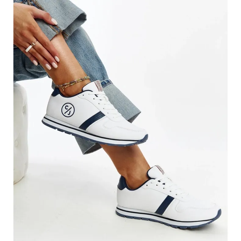 White and navy blue women's sneakers by Cross Jeans