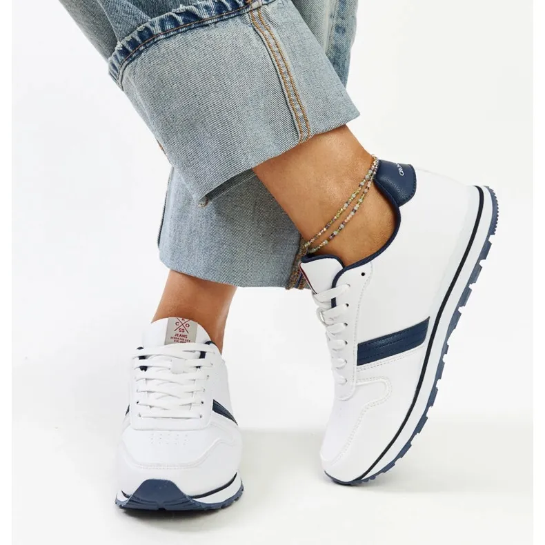 White and navy blue women's sneakers by Cross Jeans