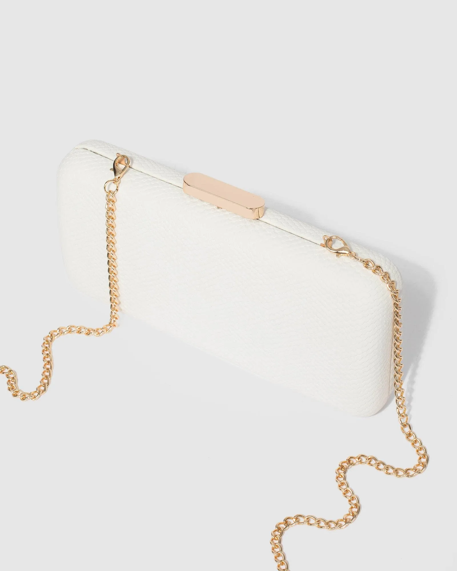 White Charlie Hardcase Clutch Bag