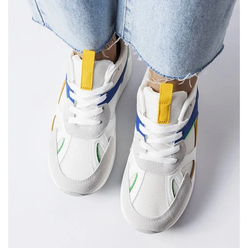 White sneakers made of mixed materials from Riel