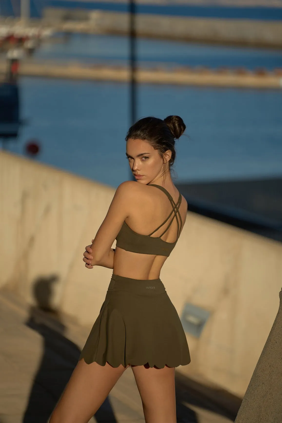 WISKII Strappy Bra + High-Waist A-line Tennis Skirt