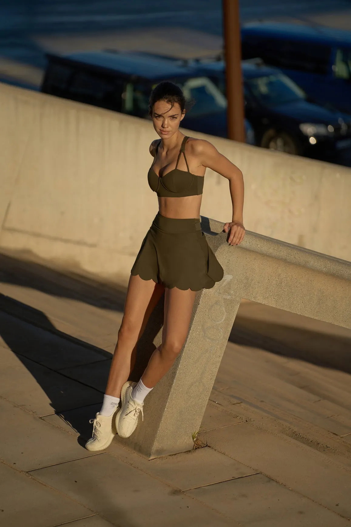 WISKII Strappy Bra + High-Waist A-line Tennis Skirt