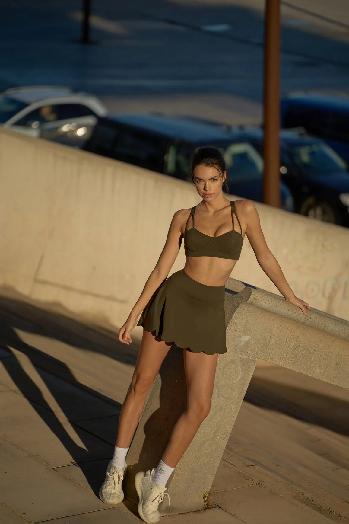 WISKII Strappy Bra + High-Waist A-line Tennis Skirt