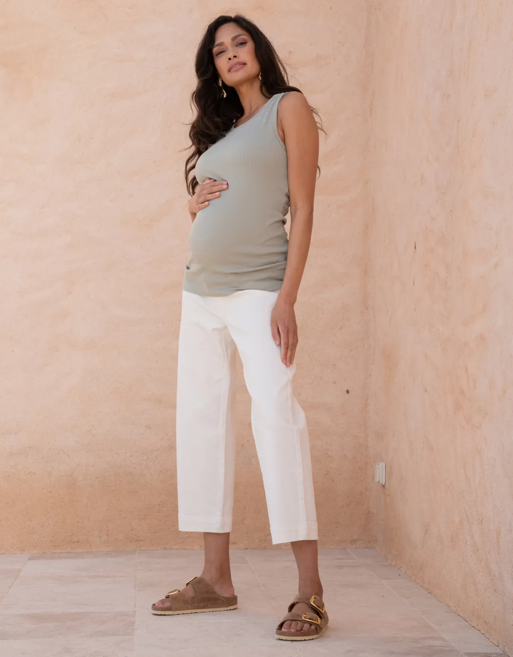 Wolfe | Organic Cropped Straight Wide-Leg Maternity Jeans