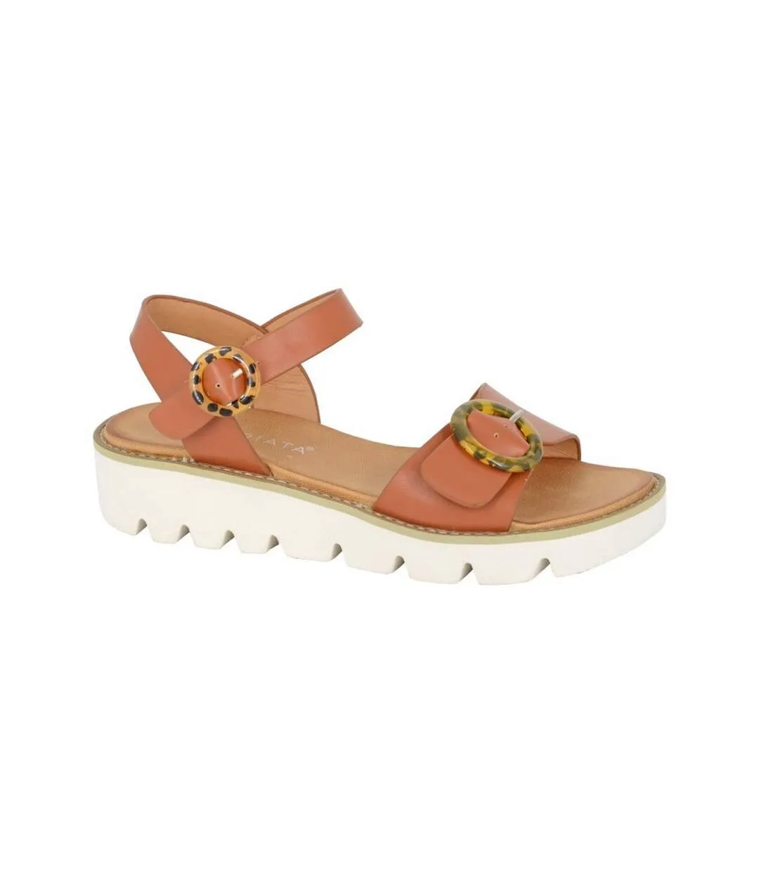 Womens/ladies mimi wedge sandals tan Cipriata