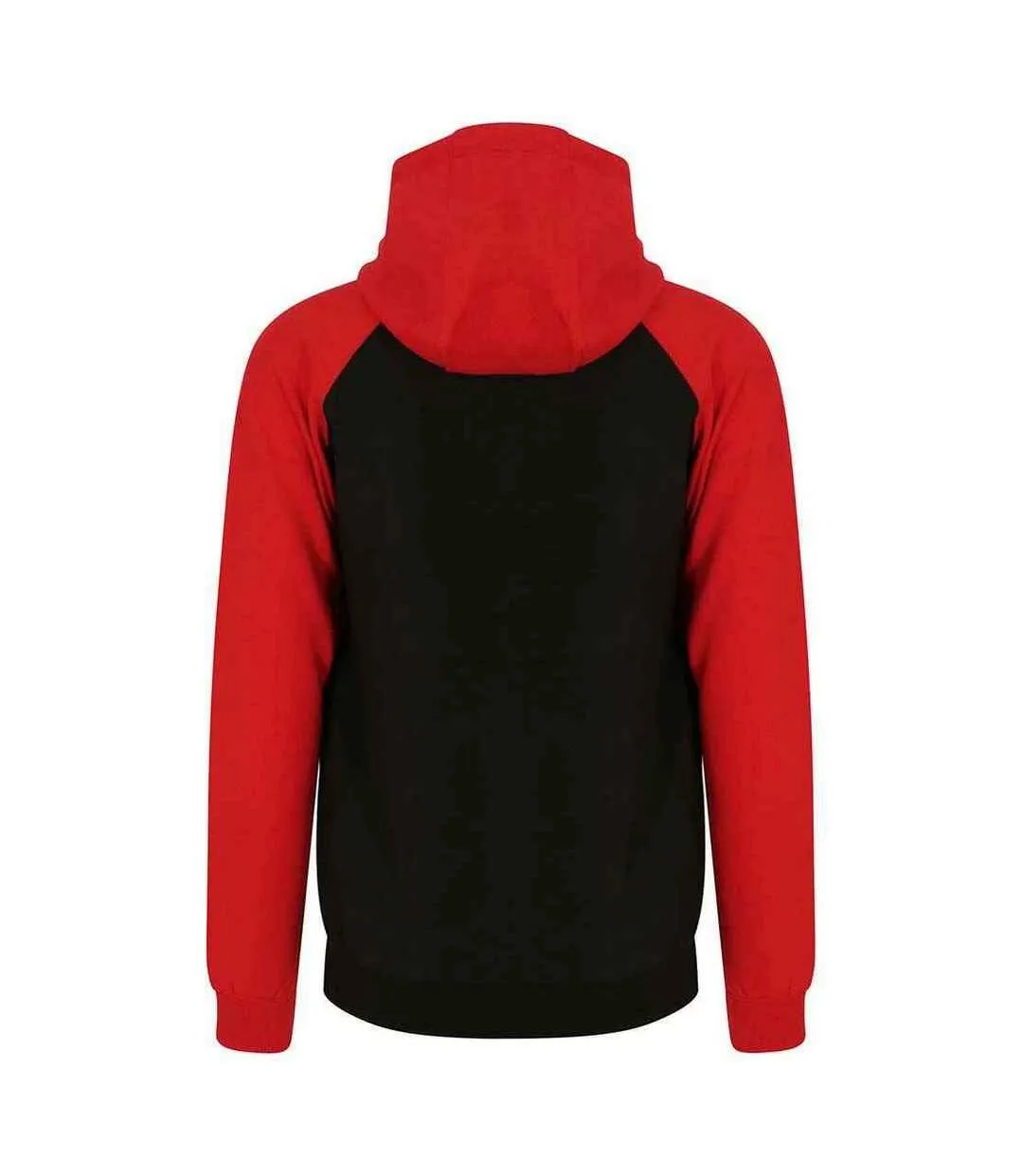 Womens/ladies raglan baseball full zip hoodie jet black/fire red Awdis