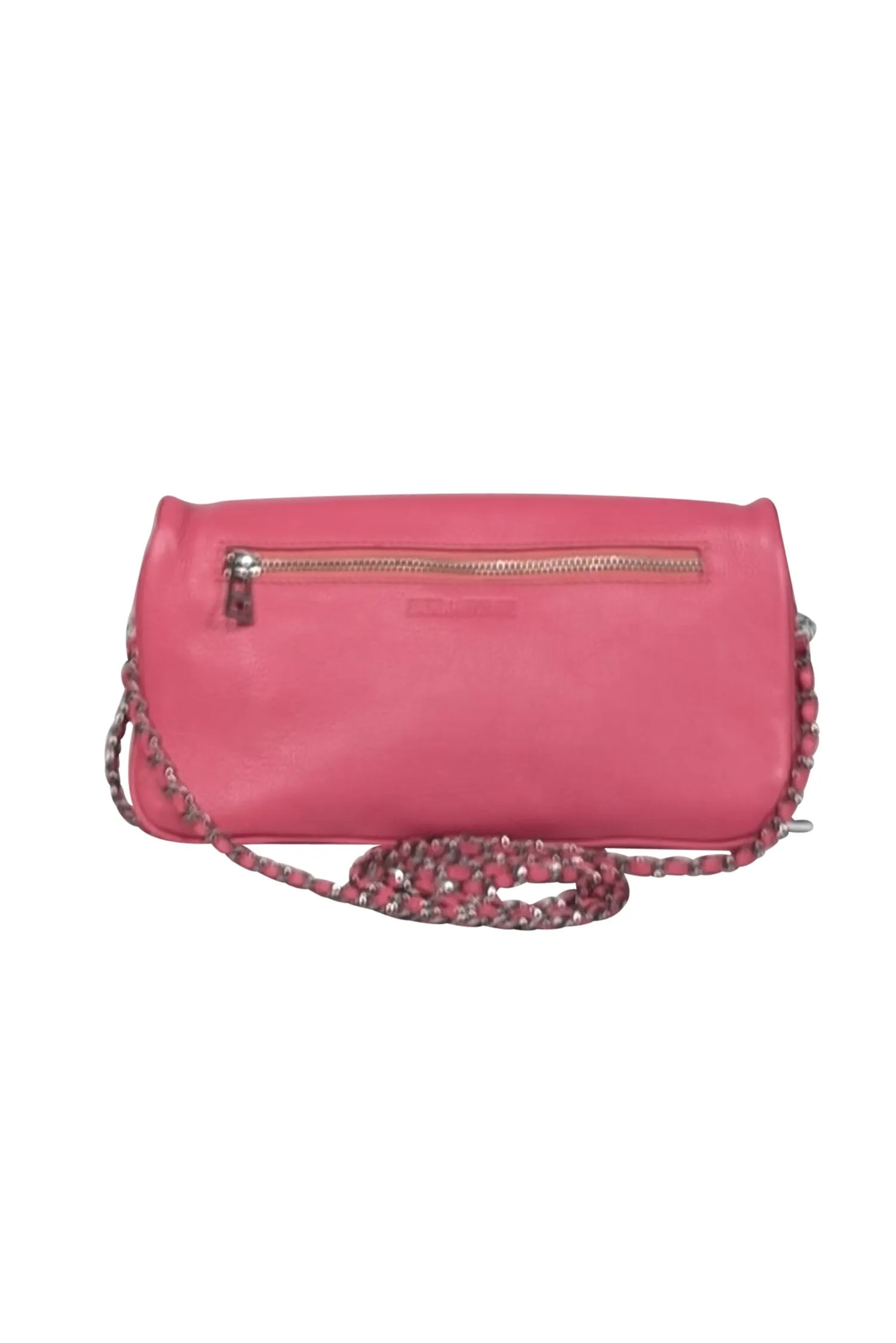 Zadig & Voltaire - Pink Grained Leather Double Chain Shoulder Bag