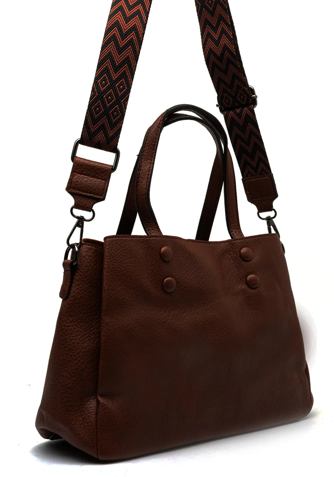 Zen Collection Patterned Strap Crossbody Bag, Coffee